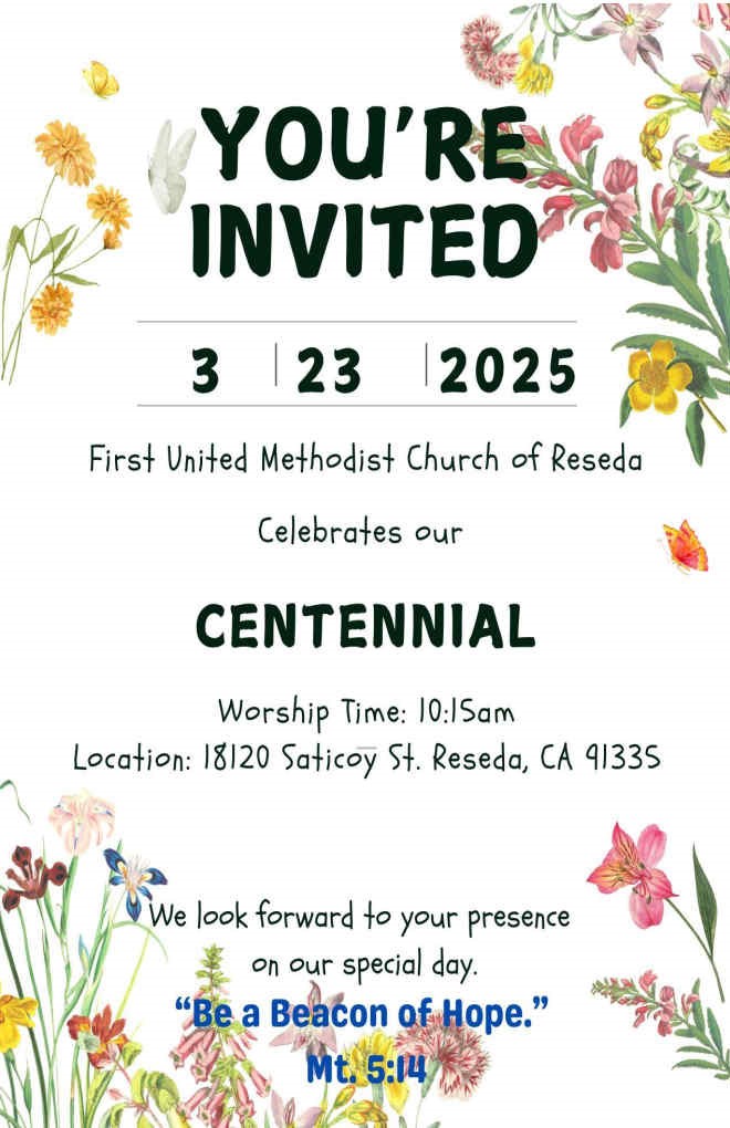 Reseda UMC Centennial Invitation