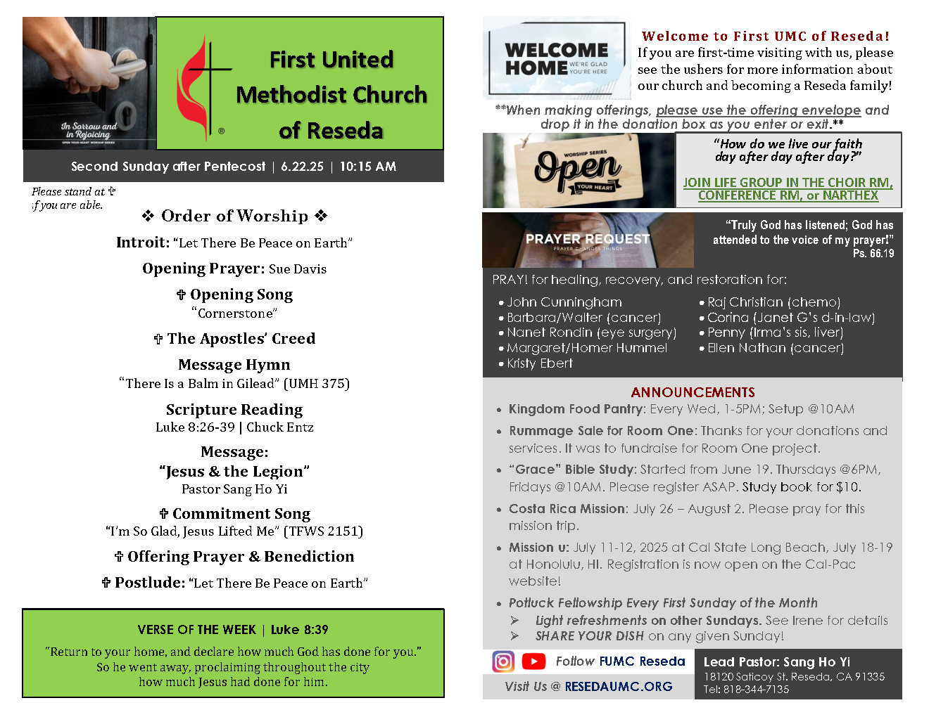 FUMCReseda Bulletin - 2025-0622