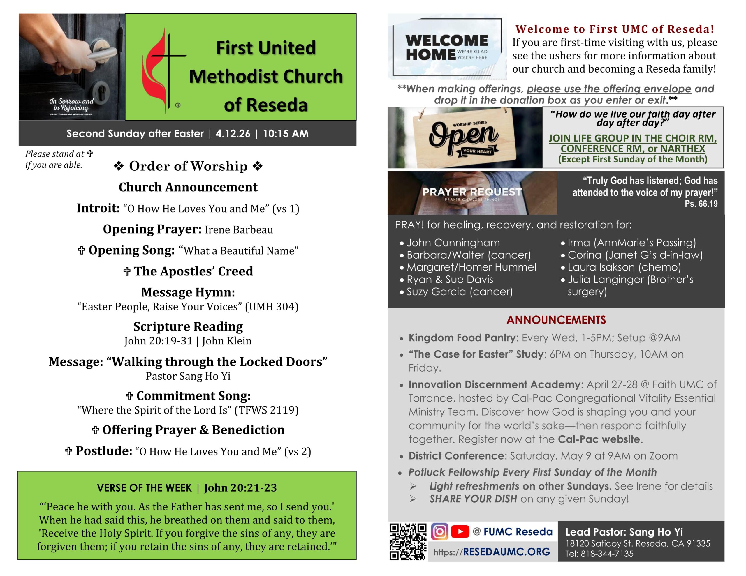 FUMCReseda Bulletin - 2026-0412
