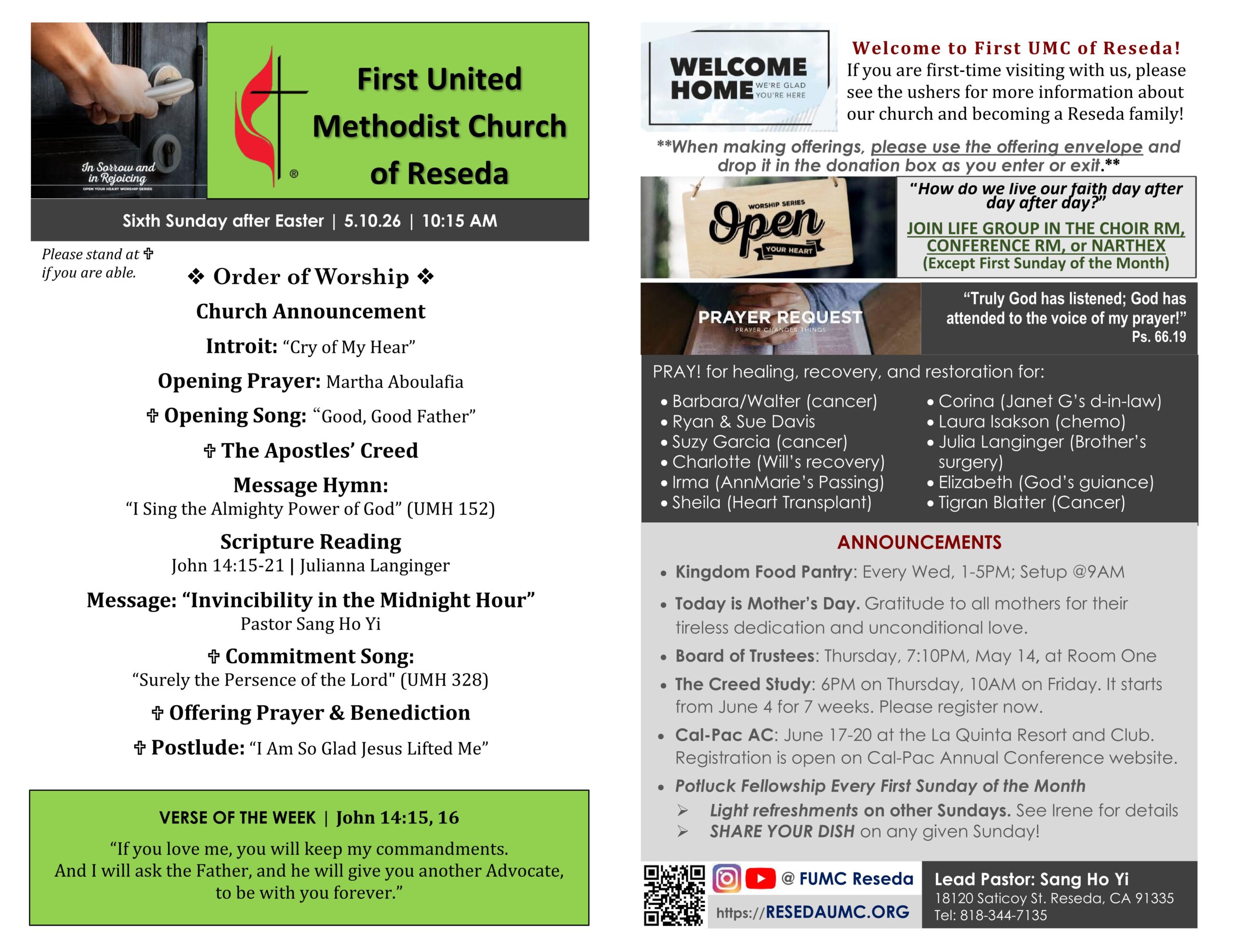 FUMCReseda Bulletin - 2026-0510