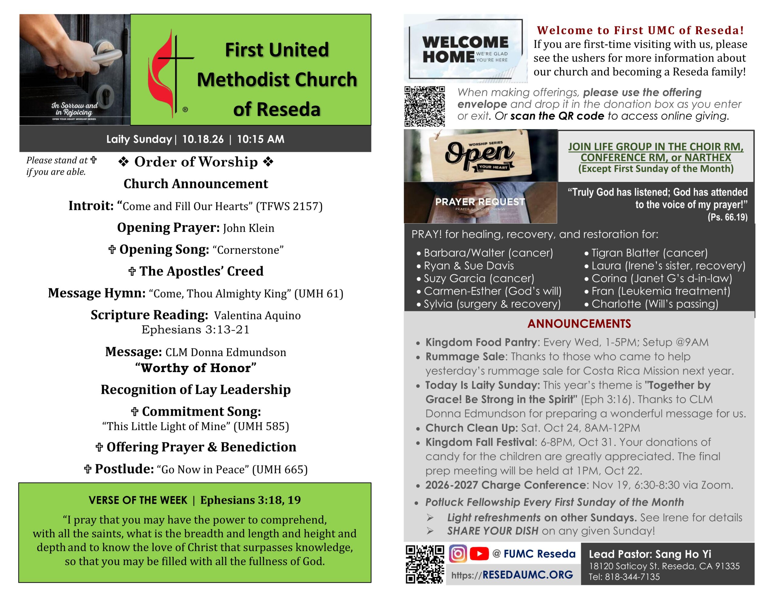 FUMCReseda Bulletin - 2026-1018